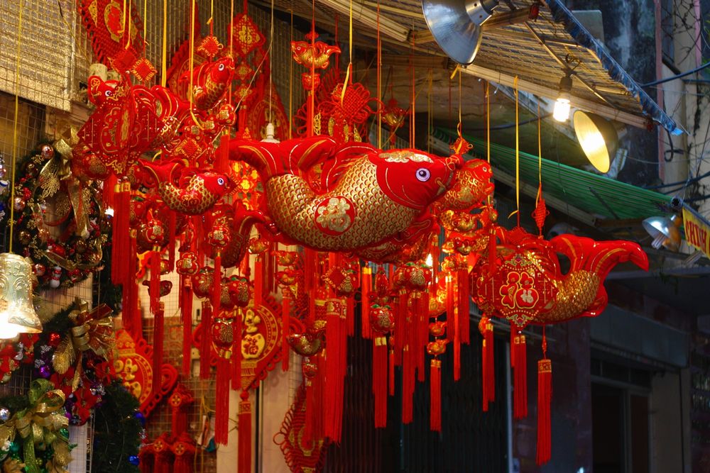 ベトナムの旧正月の金魚の飾り