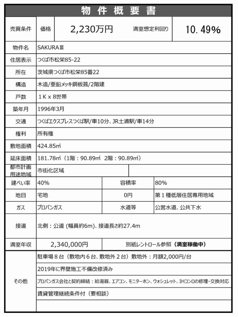 物件概要書(SAKURAⅢ)